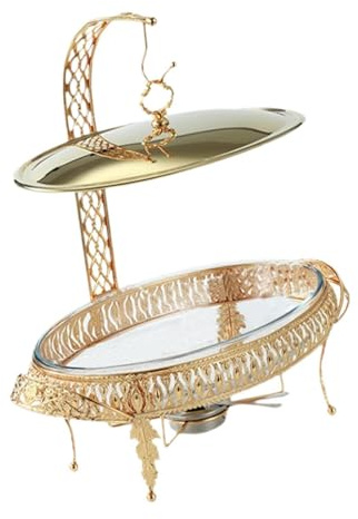 MagiDeal Buffet Chafing Dish Set Buffet Server with Hanging Lid Cover Gold Fashion Portable Catering Warmer Server for Kitchen Banquet, 3 L
