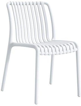 METRO Professional Gartenstuhl Aisen, Kunststoff/Glasfaser, 55 x 58 x 79 cm, Stapelbar, Wetterfest, 150 kg Tragkraft, Weiß