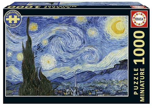 Educa - 1000 Piece Puzzle for Adults World's Smallest | Starry Night Miniature Puzzle. Includes Glue Fix Puzzle. Measures: 30 x 46 cm. Ages 14 (20247)