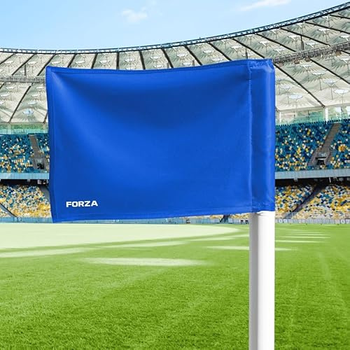 FORZA Ersatz-Eckfahnen für Fußball [4er-Pack] | Robuste Polyesterfahnen für Standard- und Profi-Flaggen – Pfosten nicht im Lieferumfang enthalten (Blau, Profi)