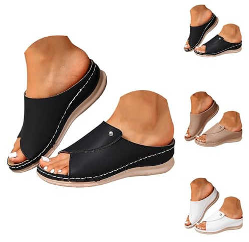 Ortopediska sandaletter, dam, sommartofflor, dam, eleganta sandaler med ergonomisk fotbädd, sommarskor, slip-on, sovskor, dam, sommar, pantoletter, mjuka sulor, strandsandaler, fiskmun