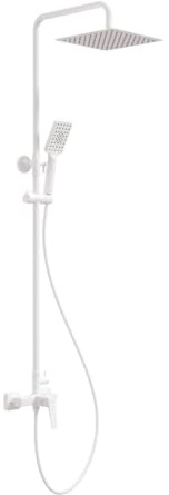 Blevo Duschsäule mit Mischbatterie und quadratischem Duschkopf in Weiß