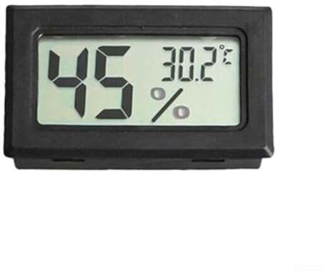 Pour mini hygromètre LCD avec rapide pour l'humidité et la température dans les habitats de reptiles, les couveuses et les espaces intérieurs compacts (noir)