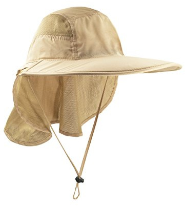 Unisex Gorra de Safari con Extra Largo Protector de Nuca 12cm Gran Borde para Actividades al Aire Libre Sol Protección UV