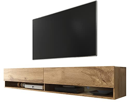 Selsey Wander – TV-Lowboard/TV-Schrank Wotan Eiche Holzoptik hängend/stehend mit LED 100cm