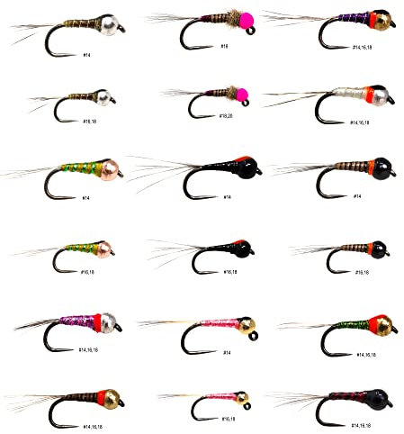 36 effektive Tungsten-Perdigon-Nymphen Fliegenfischer-Fliegen Sortiment, Forellen- und Äschenköder, wasserdichte Fliegenbox