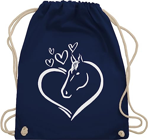Turnbeutel Rucksack - Pferde - Taschen - Pferdeportrait - Unisize - Navy Blau - geschenke stalltasche pferd pferdeliebhaber horses juterucksack pferdebeutel reiten tiermotiv beutel pferderucksäcke