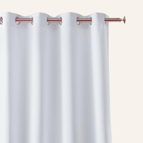 ROOM99 Aura - Cortina con Ojales Plateados, 140 x 250 cm (Ancho x Alto), oscurecimiento, Cortinas correderas, decoración Moderna, para salón, Dormitorio, Color Blanco, 1 Unidad