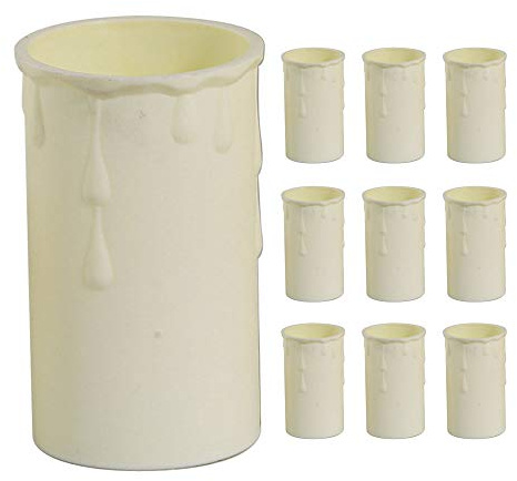 10 Pack - Cream Candle Drip Sleeve Tubes for Light Fittings | Diameter 37mm x Height 70mm | Thermoplastic | Molten Wax Vintage Effect | Fits Most Lampholders