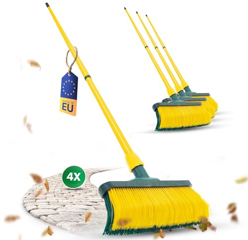 Novaliv Krallenbesen Set 30 cm Holz mit Teleskopstiel Hofbesen Allzweckbesen Kehrbesen Terrassenbesen Besen mit Stiel (4, 30 cm Besen mit Stiel)