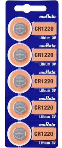 Murata CR1220-BEABAE CR 1220 Lithium Button Cell Battery 40 mAh 3V Pack of 5