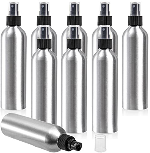YOUEON 9 Pack 250 ml Aluminum Spray Bottles, Refillable Fine Mist Atomizer, Reusable With Sprayers for Travel, Perfume, Toner, Face Spray, Essential Oil