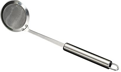 JAWSEU Schiumarola in Acciaio Inox, Colino Setaccio Acciaio Inox, Setaccio Acciaio Inox Maglia Fine, con Manico Lungo, per Filtrare Residui di Grasso (8cm)