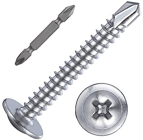 Wensilon（200pcs）#8×1-1/4”for Sheet Metal Self-Tapping Screws 410 Stainless Steel Truss Head High-Strength Quick Tapping Screws