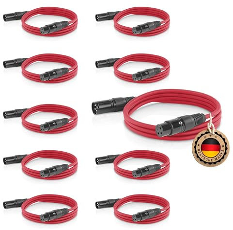 ETEC Professional 10x XLR Audio Kabel 10m - Mikrofonkabel, DMX Kabel, Symmetrische XLR Kabel für Musik, Lichttechnik, und DJ-Equipment