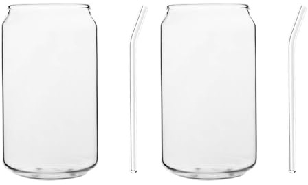 UPKOCH Gobelet En Verre Transparent Avec Paille En Verre Latte Macchiato Avec Paille Aesthetic Pour Café Thé Et Boissons Fraîches Lot De 2 350 ml Usage Quotidien À La Maison