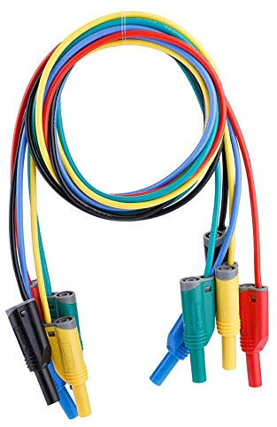 LiebeWH Cables de Prueba Banana 1000V 10A, Silicona 1m 5 Colores | Resiste frío-calor, cobre estañado antióxido, colores para evitar cruces, para multímetros y fuentes