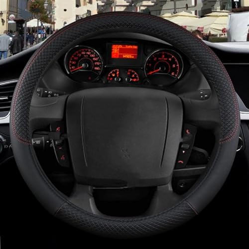 ROANNY Lenkradbezug Für FIAT Für Ducato Auto-Lenkradabdeckung PU-Leder 100% Hochwertige Autozubehör-Innenausstattung (Color : Black)