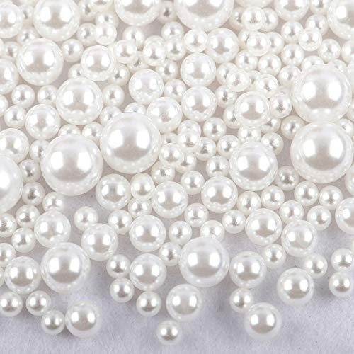 360 Stk 3-10mm Runde Kunststoffperlen ohne bohrung, Bunte Bastelperlen Perlen,Perlen zum Basteln für DIY Schmuck Zubehör, Streudeko Deko Perlen für Hochzeit Taufe Party Vasenfüller Tischdeko,Weiß