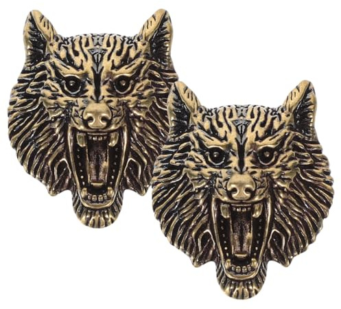 EXCEART Wolfskopf Taschenschnalle Retro Messing Concho Knöpfe DIY Leder Nieten Zubehör Für Taschen Gürtel Hüte Rucksäcke Jacken Schuhe Geldbörsen