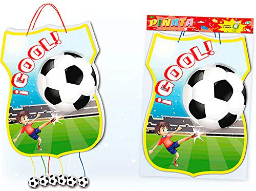 Piñata Fußball für Geburtstag, Kommunion und Kinderveranstaltungen, große Größe zum Befüllen mit Spielzeug und Leckereien, mit dem Bild eines Fußballspielers.