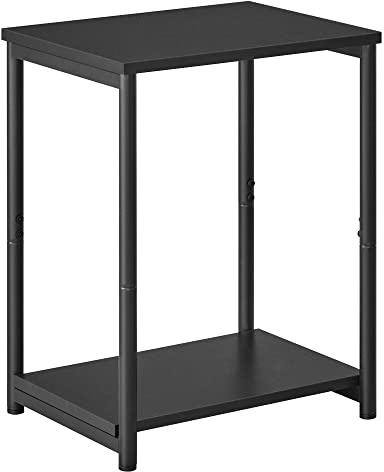 VASAGLE Sofa Beistelltisch, 2-stöckiger Beistelltisch, Nachttisch mit Stahlgestell, für Wohnzimmer, Schlafzimmer, Home Office, klassisch schwarz LET271B16