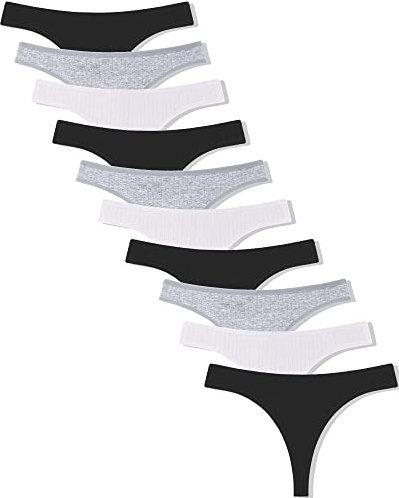 FINETOO Pack de 10 Tangas de Algodón para Mujer, Ropa Interior Sexy, Lencería, Paquete Múltiple S-XL, Multicolor