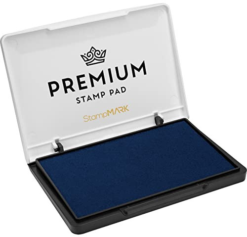 StampMark Premium Stamp Pad Medium Size 3 x 4 - for Traditional Rubber Stamps - Felt Pad Blue Color
