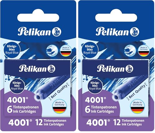 Pelikan 330795 Standard-Tintenpatronen 4001, 2 Etuis, Blistervperackung, königsblau (Packung mit 2)