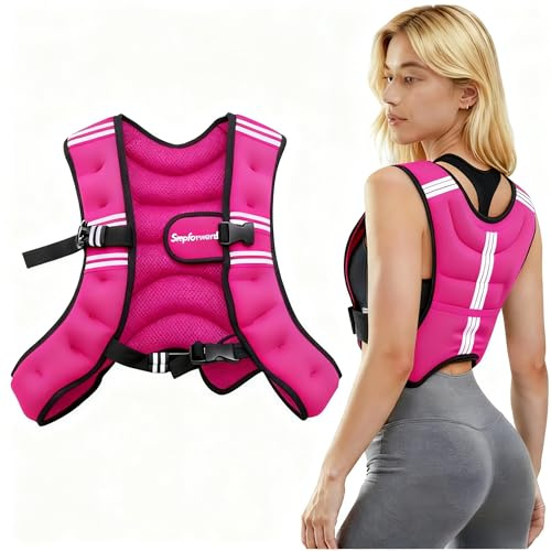 Stepfowarder Gewichtsweste, 3 kg/5 kg, Gewichtsweste mit reflektierenden Streifen, für Training, Workout, Laufen, Fitness, Joggen, Cardio, Walking (3 kg, Rot)