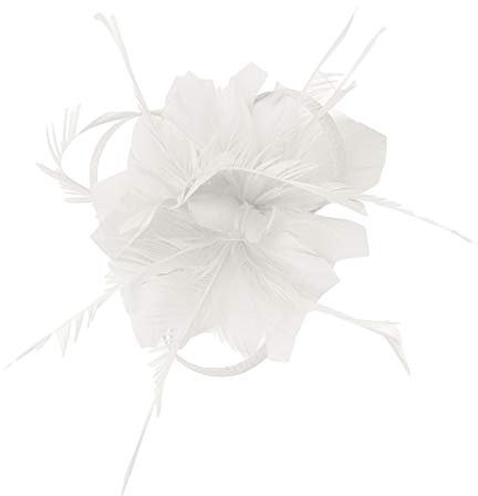 Damen Fascinator Hut Kopfschmuck Hochzeit Hüte Hat Clips Schleier Stirnband Mesh Tea Party Kopfbedeckung Frauen Pillbox Hut Haarschmuck für Kirche Halloween Cocktail Club Weiß