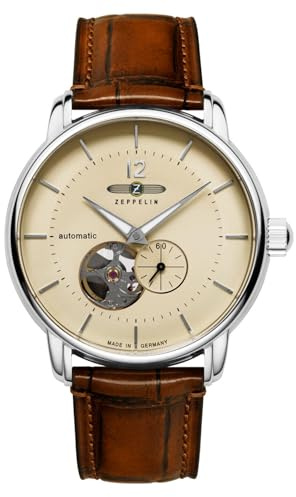 Zeppelin Automatikuhr Serie LZ 120 Bodensee mit Kroko Look Lederband 8166-1