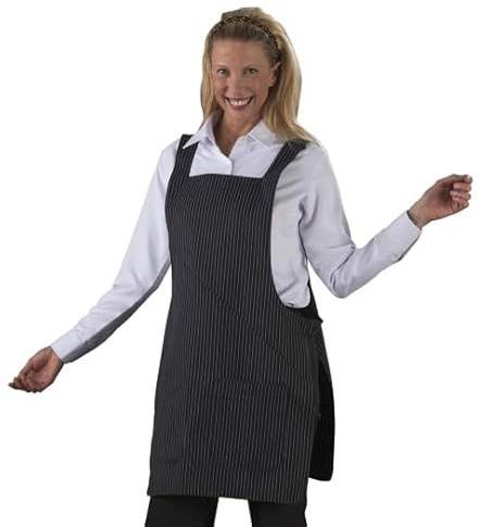 Hurry Jump Tablier sans manches femme Noir rayé blanc type blouse chasuble Tablier chasuble