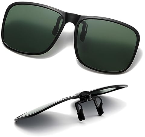 SULIVES Polariserade clip-on-solglasögon för män kvinnor, bländskydd, UV400-skydd, uppfällbart solglasögon för körning, resor, utomhussport, gRÖN