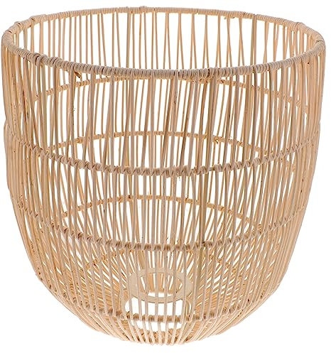 ORFOFE Rattan Lampenschirm Für Deckenleuchte Rustikaler Lampenschirm Gewebte Lampenabdeckung Für Pendelleuchte 25x26cm Für Schlafzimmer Wohnzimmer Und Restaurants