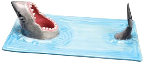 Shark Sushi Plate, Shark Ceramic Dipping Plate, Shark Serving Platter, Shark Cake Snack Cheese Board, Hand-Painted Sushi Boat Serving Tray, Shark Design Rectangle Plates for Sushi Pasta Meat