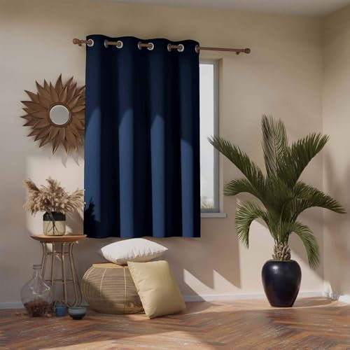 AMZYU Verdunklungsvorhänge Ösenvorhang, 70 x 200 cm Schöner Weicher, Kälteschutz Warm Modern Schlafzimmer Vorhänge, Raumteiler Blickdicht Waschbar, in Vielen Farben Und Größen, Dunkelblau