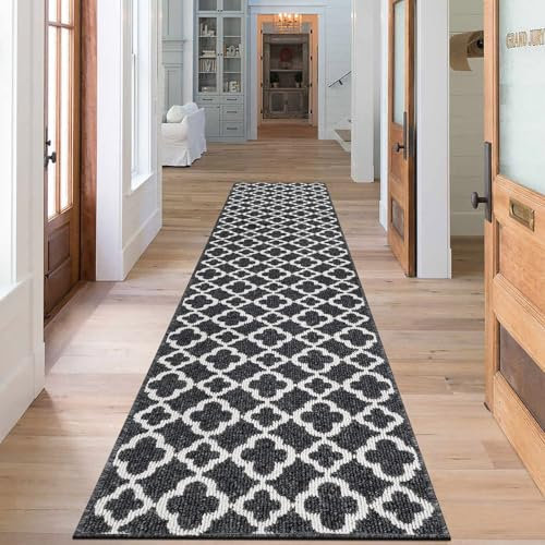 SHACOS Extra Long Hallway Runner Rug 60x300 cm Non Slip Washable Hall Runner Rugs Carpet Runners for Hallway Kitchen Entryway Laundry Room, Black