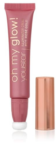 youstar OH MY GLOW Highlighter/Blush mit Kissenaplikator | Pflegender Blush, Lichtreflektierende Partikel, natürliches Finish, für Alle Hauttypen, leicht zum Auftragen, Farbe:01 ROSÉ GOLD