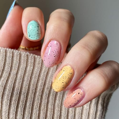 JMEOWIO Gel Nail Stickers Colorful Semi Cured Gel Nail Strips Wraps UV/LED Nails Art Design Decoration Accessories
