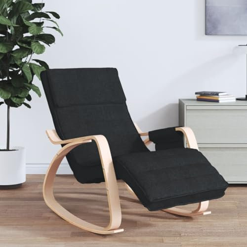 Hommdiy Schaukelstuhl Relaxstuhl Schwingstuhl Ruhesessel Loungesessel Sessel Schwingsessel Polstersessel Schaukelsessel Wohnzimmer Stoff Schwarz und Braun