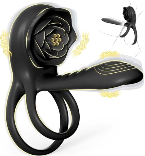 Vibrating Cock Ring Couples Sex Toys, 3 in 1 Vibrator for Men Sex Toy with 9 Vibrating Modes Cockring, Double Penis Ring Erection Clitoral Stimulator Adult Toys Silicone Sex Toyscouples for Couples