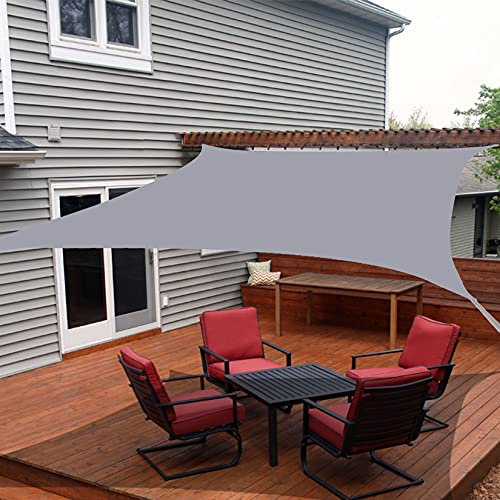 Tenda parasole 4 m x 8 m, rettangolare, blocco UV per patio, posto auto coperto, cortile, vela ombreggiante grigia per giardino e attività all'aperto