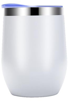 NONDK Coquetier Double Couche en Acier Inoxydable, Tasse Isolée sous Vide, Vin Rouge, Coquetier, Gobelet à Café avec Couvercle Blanc