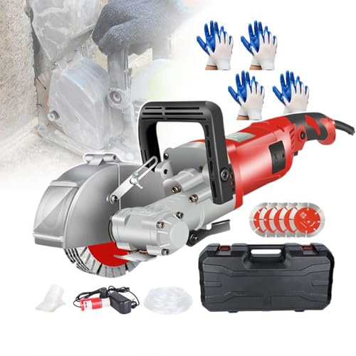 forplubossmmp Machine De Découpe De Rainures Murales 4000 W, Machine À Rainurer Électrique, Machine À Rainurer Les Briques Et Le Béton, Profondeur De Rainure De 0 À 1,45 Po, avec Boîte À Outils,Red