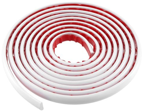 QWORK® 3 Meter White Self-Adhesive Pvc Trim Strips,5x13mm, Flexible Floor Edge Moulding Trim, For Tile Trimming, Walls, Floors, Doors
