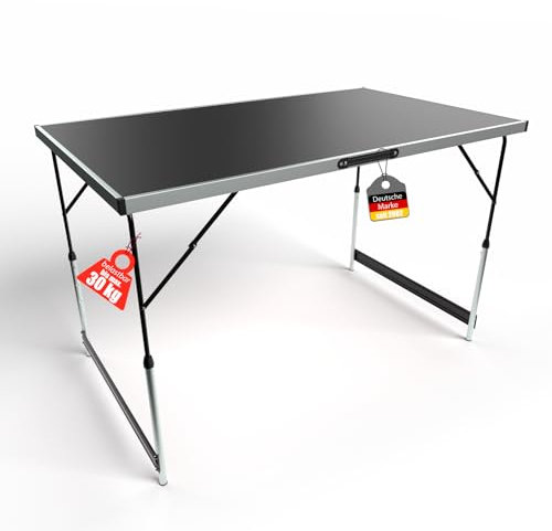 BigDean Multifunktionstisch klappbar + Stabiler Mittelstrebe 100x60 cm - höhenverstellbarer Campingtisch & Klapptisch – max. 30 kg belastbar
