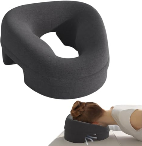 Umllpet massage-ansiktskvaggningskudde, massage nackstöd för säng, hålkudde, massagekudde, huvudhål av minnesskum, nackstöd för massagebord för spa salong massagesäng (grå)