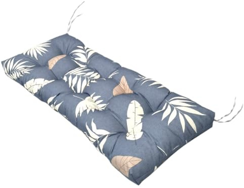 DATSH Waterproof 2-Seater Garden Bench Cushion 130x50cm with Non-Slip Straps - Patio Furniture Replacement Pad for Indoor & Outdoor Benches, Dining & Kitchen Seats, Swing Chair (Grey Leaves)