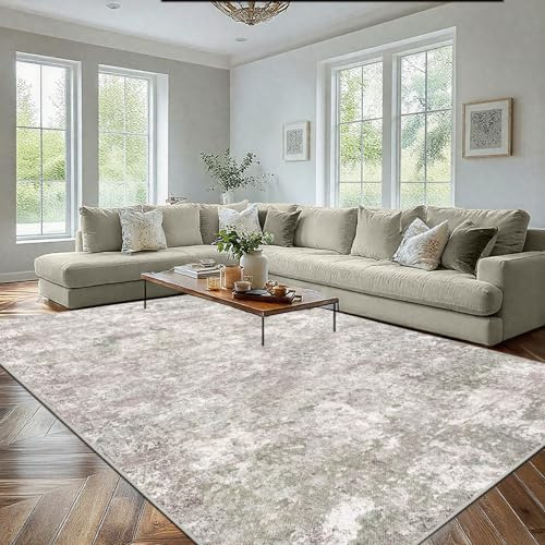 GthreeD Teppich groß 200x300cm Retro Abstrakt Kurzflor Teppich Grau | Moderne Flauschig Kurzflor Wohnzimmerteppich Rutschfest Teppich für Wohnzimmer, Schlafzimmer, Esszimmer, Küche, Büro